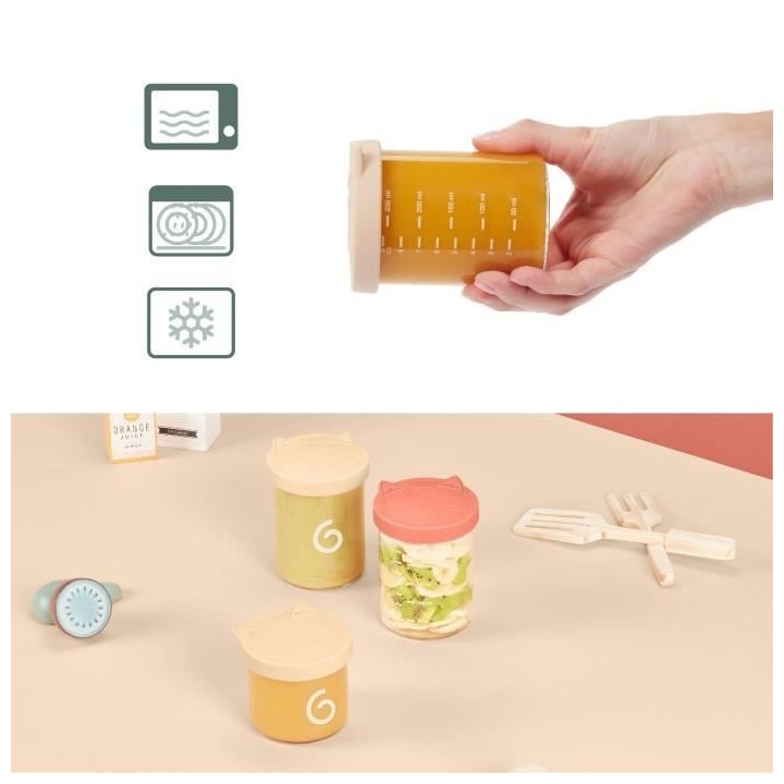 Babymoov ISY BOWLS 9 Pots de conservation en Verre Borosilicate Gradu