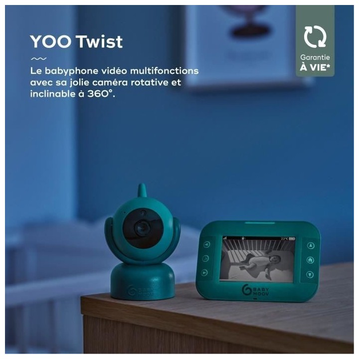 Babymoov Babyphone vidéo YOO Twist - Caméra motorisée avec vue a 36
