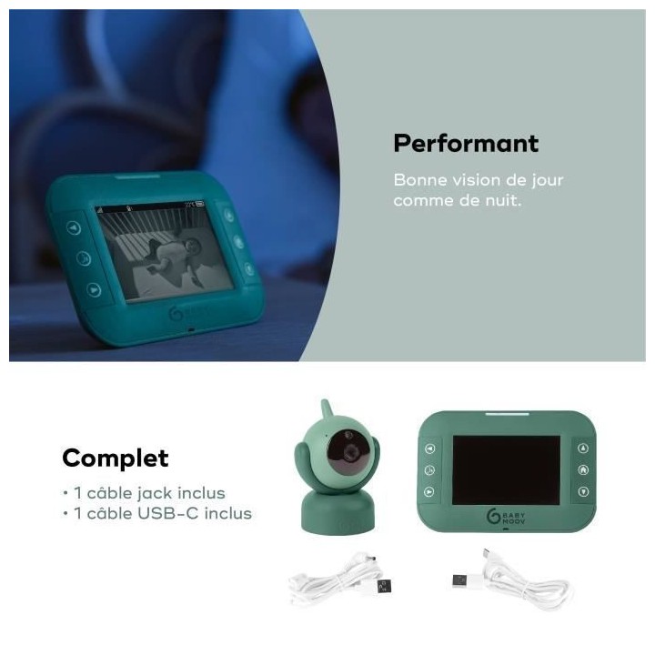 Babymoov Babyphone vidéo YOO Twist - Caméra motorisée avec vue a 36