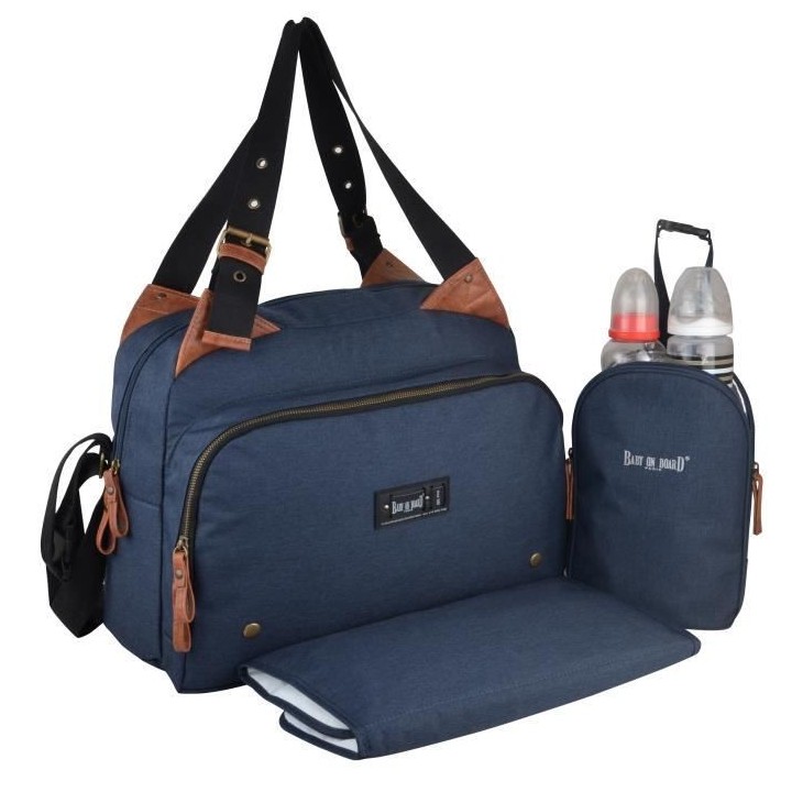 Baby on board-sac a langer -sac titou bleu denim - 2 compartiments 8 p