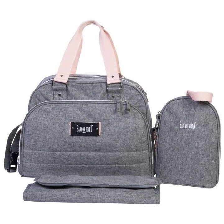 BABY ON BOARD Sac a langer URBAN Sweet Pink - gris/rose