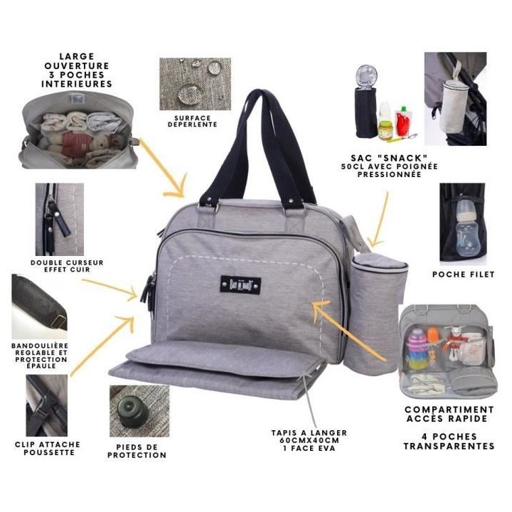 BABY ON BOARD Sac a langer SIMPLY Sushi - gris/noir