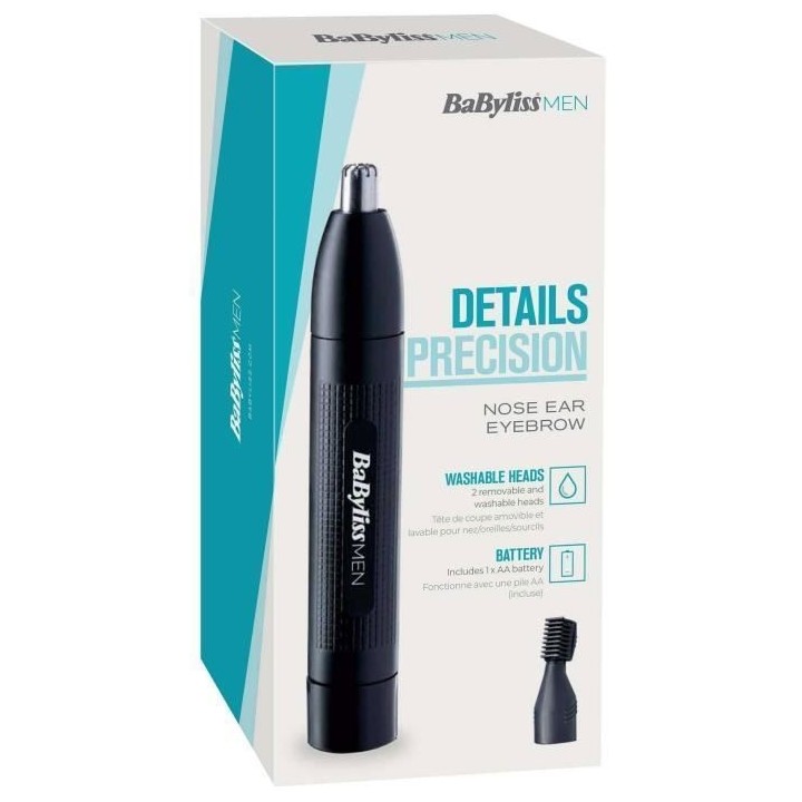 Tondeuse nez/oreilles/sourcils - BaByliss - E652E - Lame en acier inox