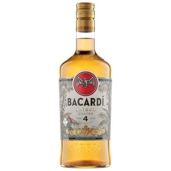 Rhum Bacardi Anejo Cuatro - Rhum vieux - Puerto Rico - 40%vol - 70cl