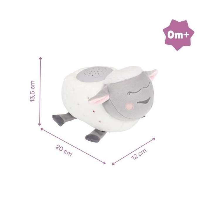 Badabulle Veilleuse Mouton Peluche - Projection d'étoiles & Berceuses