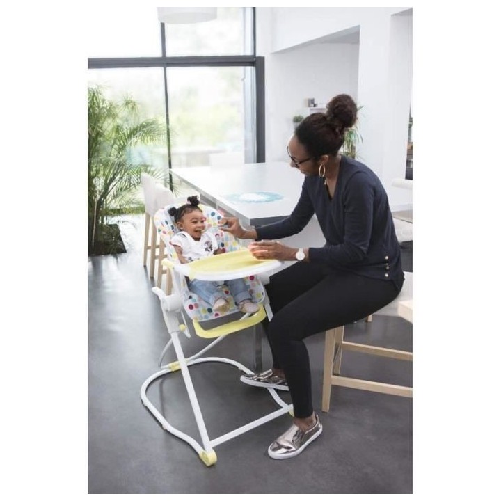 BADABULLE Chaise Haute Compacte Confetti Jaune