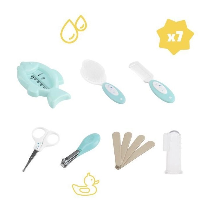 BADABULLE Trousse de soin PLOUF, 7 accessoires pour bébé