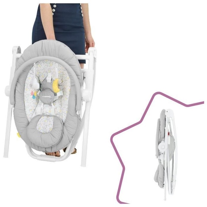 Badabulle Transat en hauteur Compact'Up, Pliage Ultra Compact, Confort