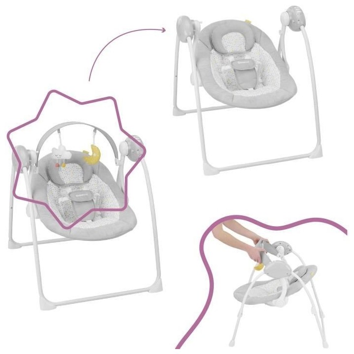 Badabulle Balancelle Electrique Confort - Pliable - Ultra Compact - Ar