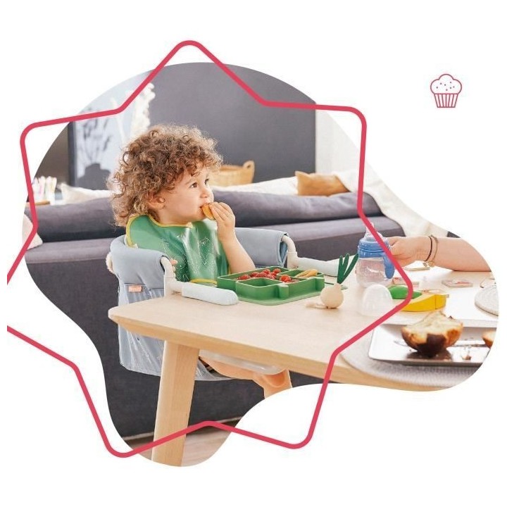 Badabulle Siege de table pour bébé avec Systeme d'attache 4 bras, Pl