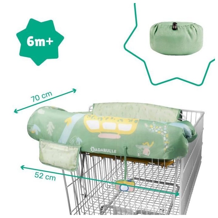 BADABULLE Protege-siege chariot pour enfant, universel, poche de range