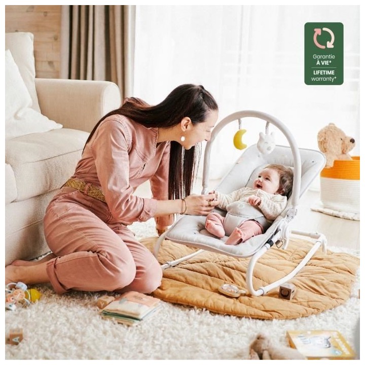 Transat pliable et ultra compact BADABULLE, arche de jeux, lichen / ve