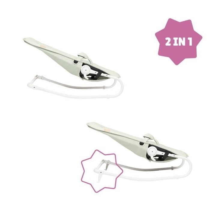 Transat pliable et ultra compact BADABULLE, arche de jeux, lichen / ve