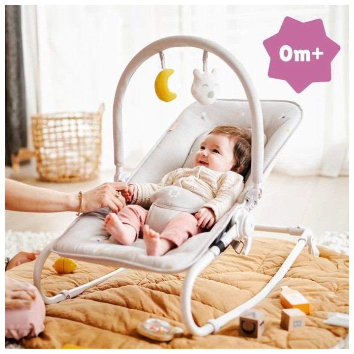 Transat pliable et ultra compact BADABULLE, arche de jeux, lichen / ve