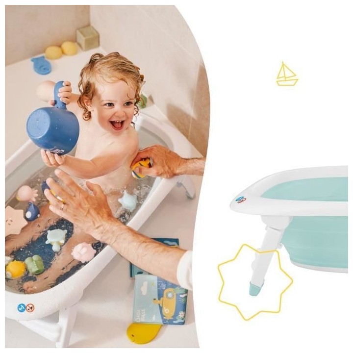 BADABULLE Baignoire pliable, 35L, super compact, bouchon de vidange t