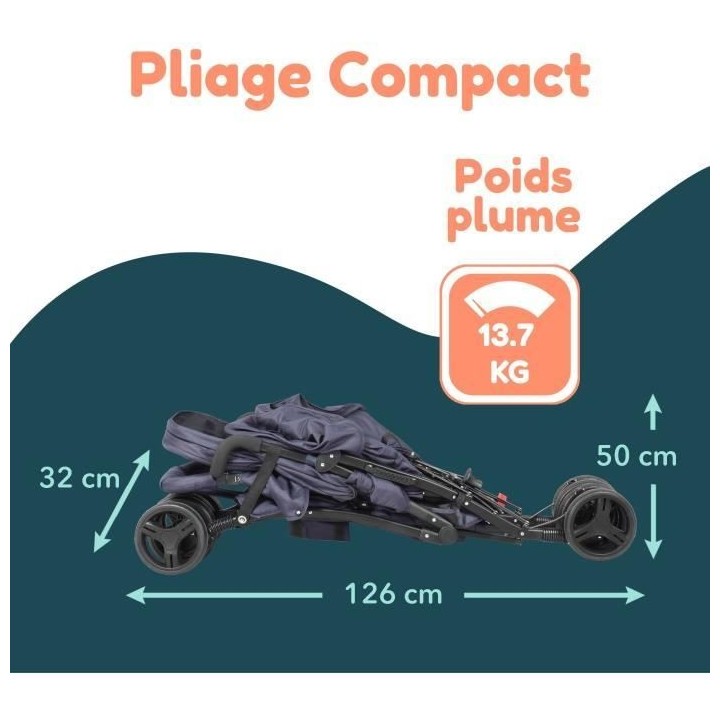 Poussette canne double BAMBISOL - 6-36 mois pour le siege avant (max 1
