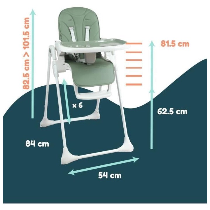 Chaise haute - LOOPING - CH100VT - Multipositions