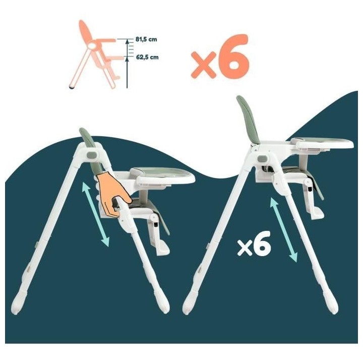 Chaise haute - LOOPING - CH100VT - Multipositions