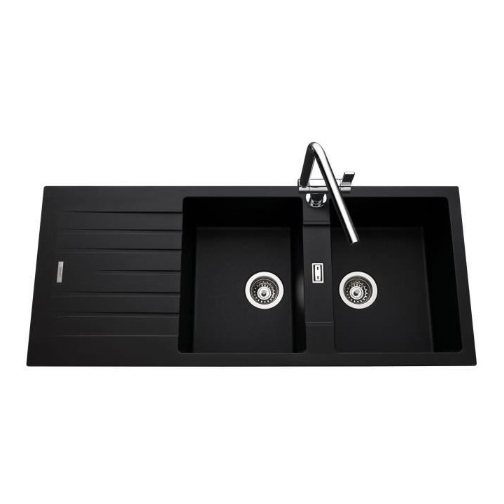 EWI Evier cuisine a encastrer 2 bacs + 1 égouttoir Hola - Granit - 11