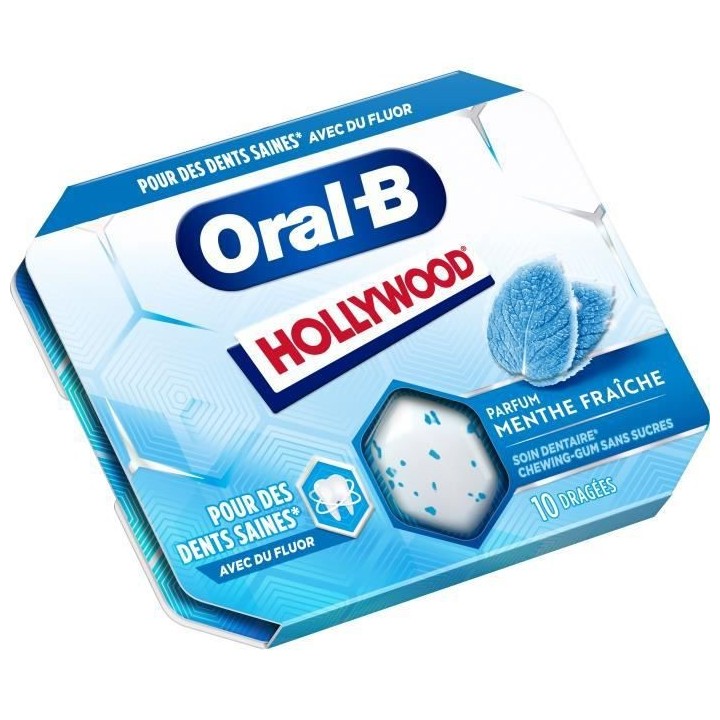 HOLLYWOOD ORAL B Chewing gum sans sucres Menthe Forte - Lot de 12 x 17