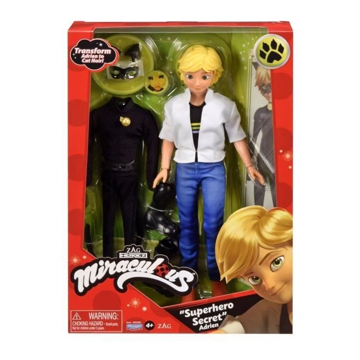 Poupée BANDAI - Miraculous Adrien et ses 2 tenues - 26 cm