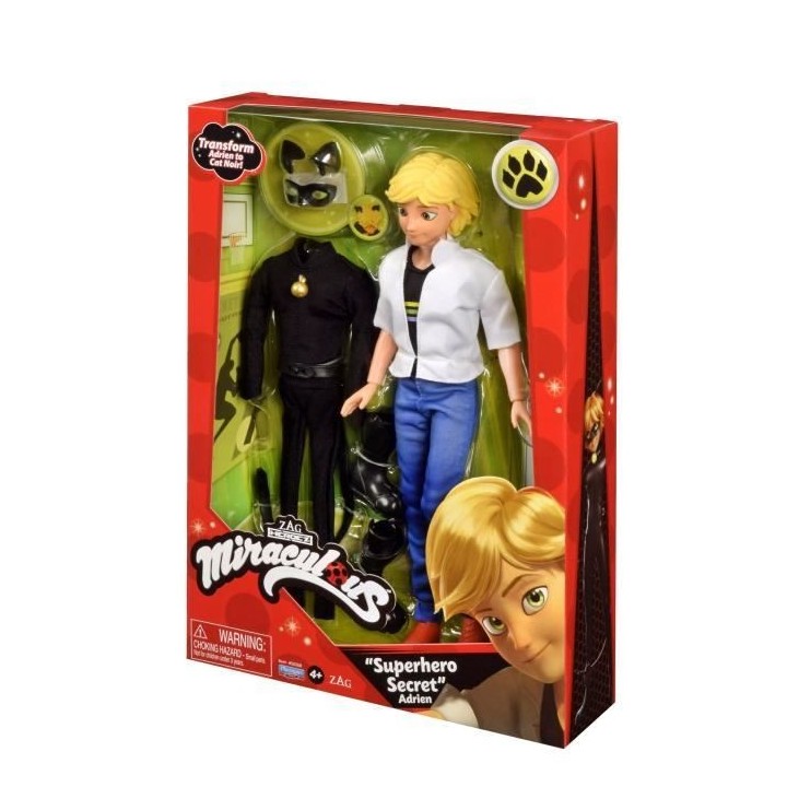 Poupée BANDAI - Miraculous Adrien et ses 2 tenues - 26 cm