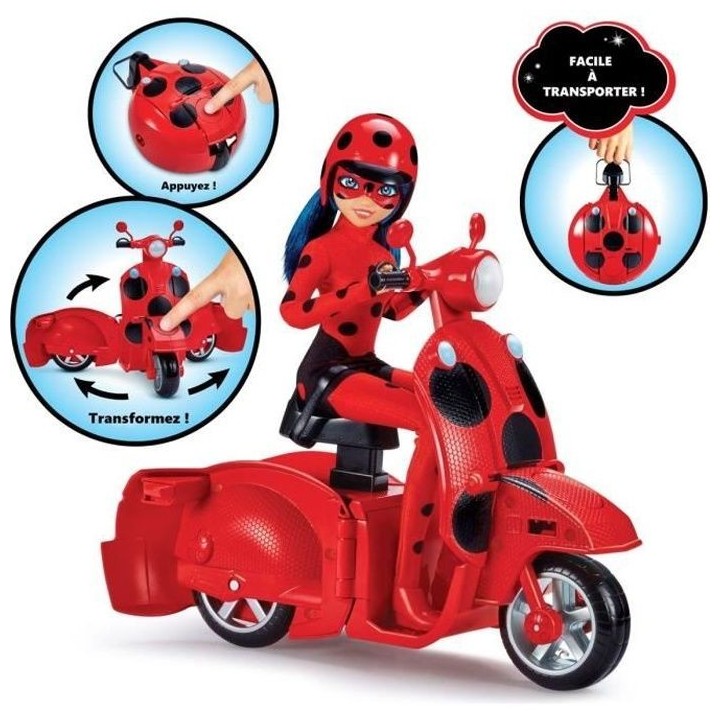 Scooter Miraculous Switch'n go + poupée articulée Ladybug Lucky Char