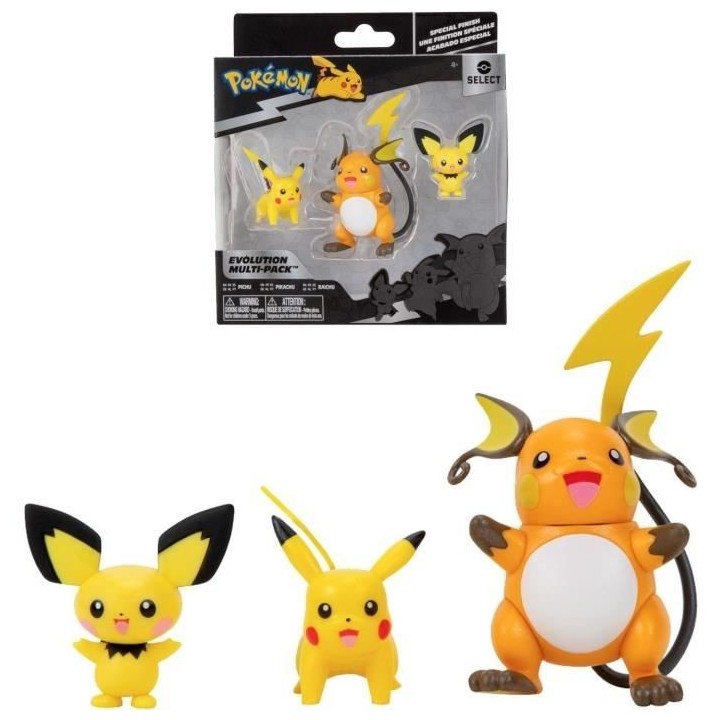 Figurines Pokémon Bandai - Pack évolution Pichu, Pikachu et Raichu