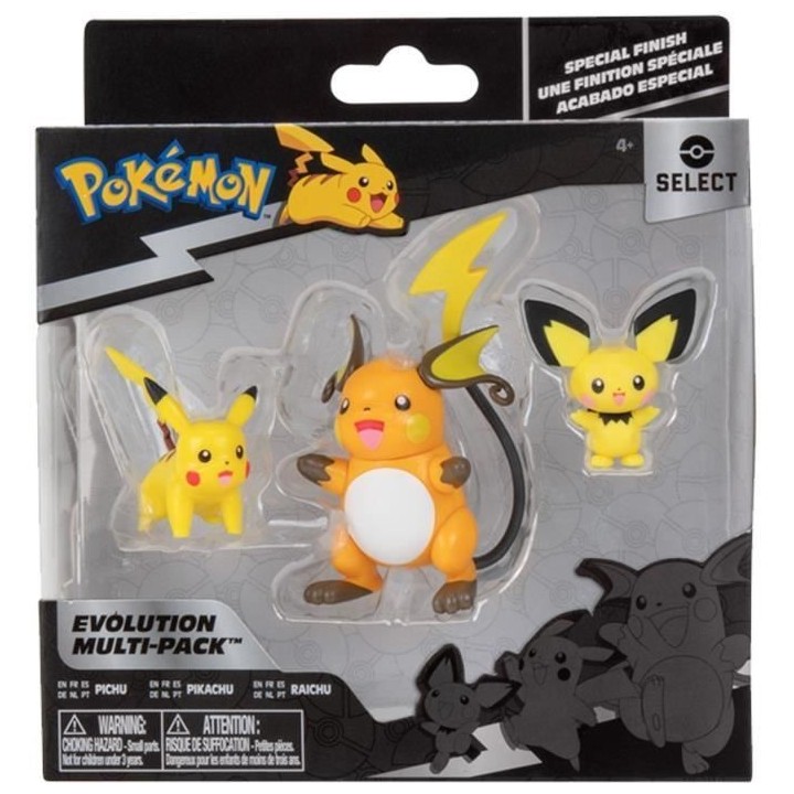 Figurines Pokémon Bandai - Pack évolution Pichu, Pikachu et Raichu