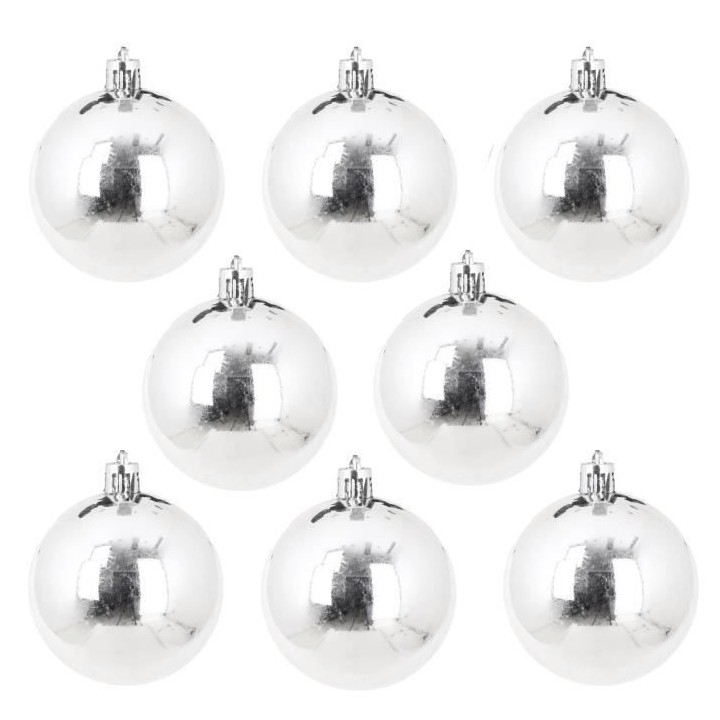 AUTOUR DE MINUIT Set de 8 boules brillantes - Ø5 cm - Gris argent