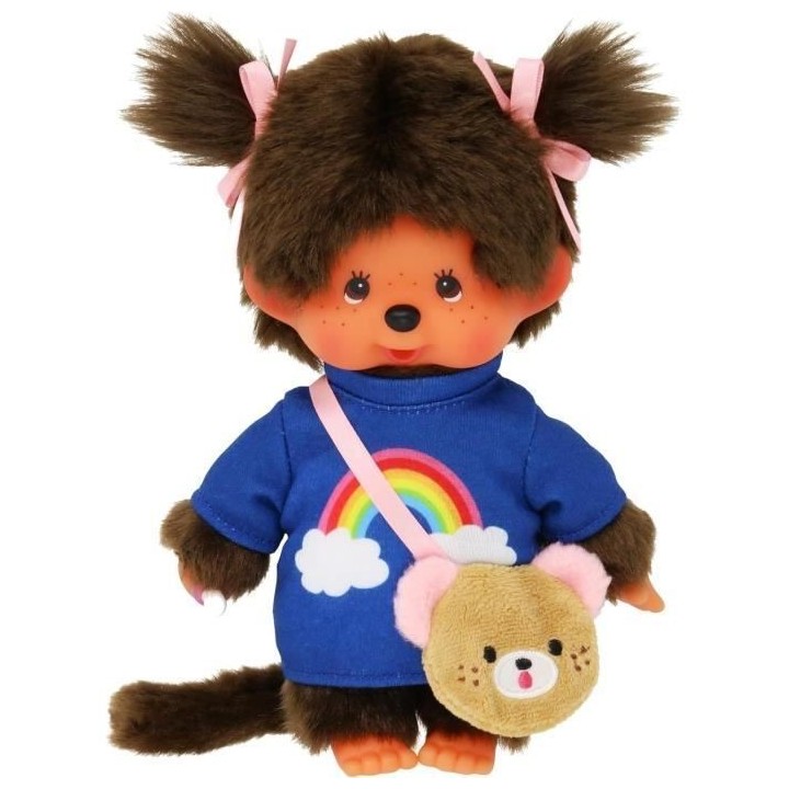 Bandai - Peluche Monchhichi kawai bandouliere - 20 cm