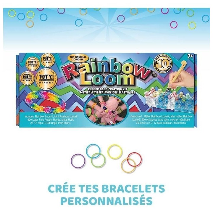 Rainbow Loom Original - Bandai - Métier a tisser avec 600 élastiques