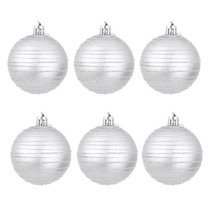 AUTOUR DE MINUIT Set de 6 boules décorées finition mate - Ø6 cm - G