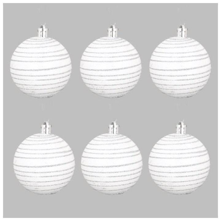 AUTOUR DE MINUIT Set de 6 boules décorées finition mate - Ø6 cm - B