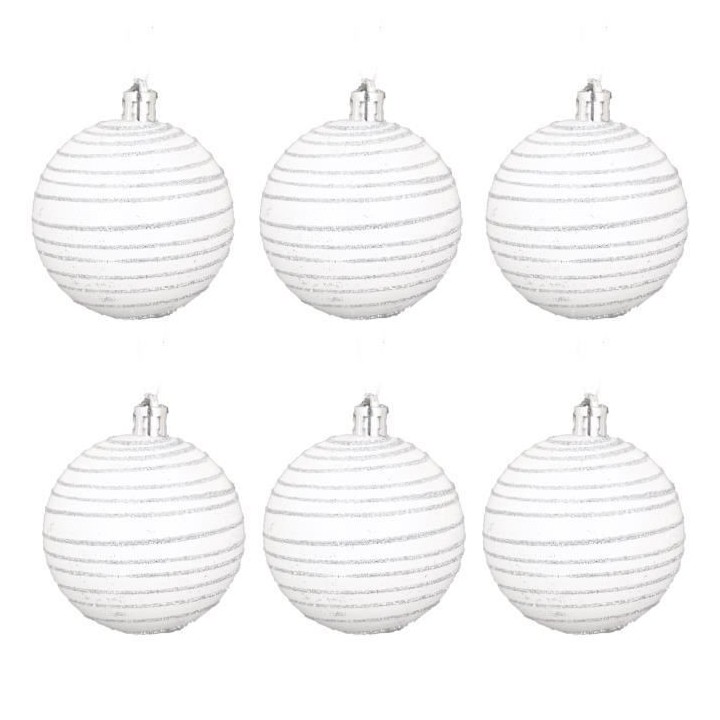 AUTOUR DE MINUIT Set de 6 boules décorées finition mate - Ø6 cm - B