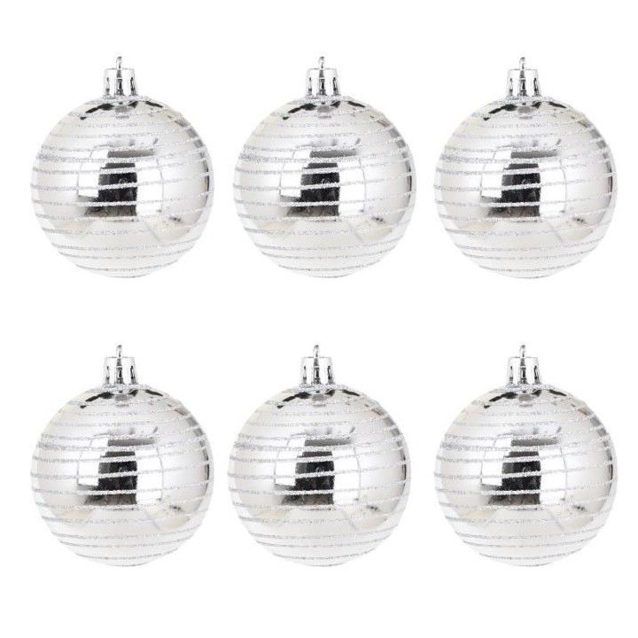 AUTOUR DE MINUIT Set de 6 boules décorées finition brillante - Ø6 c