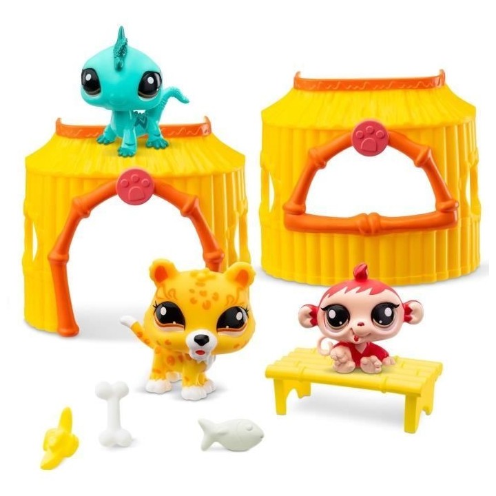 BANDAI - Littlest Pet Shop - Pack Tiki Jungle - 3 animaux et accessoir