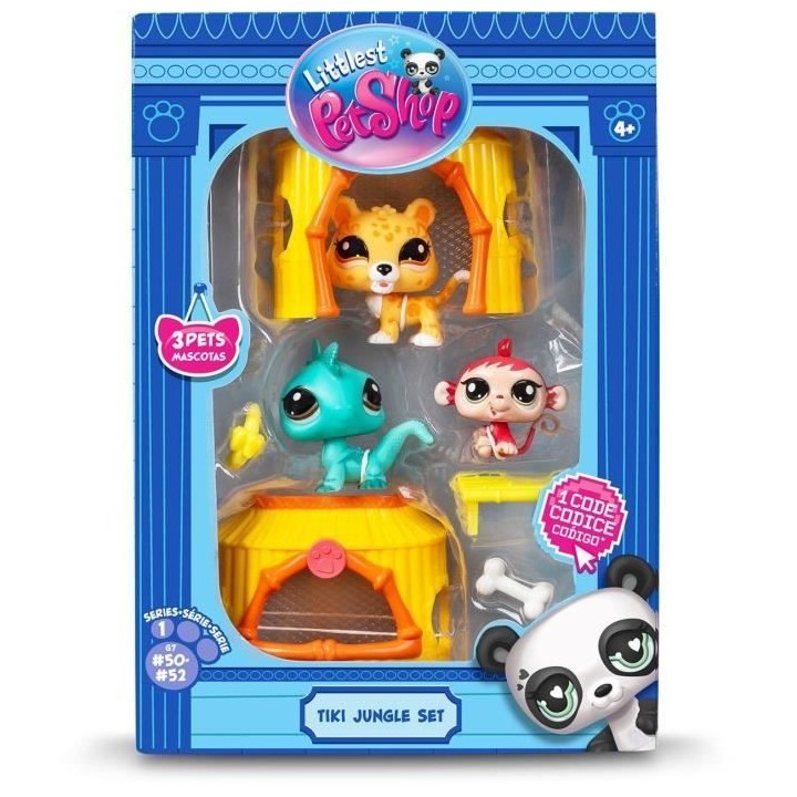 BANDAI - Littlest Pet Shop - Pack Tiki Jungle - 3 animaux et accessoir