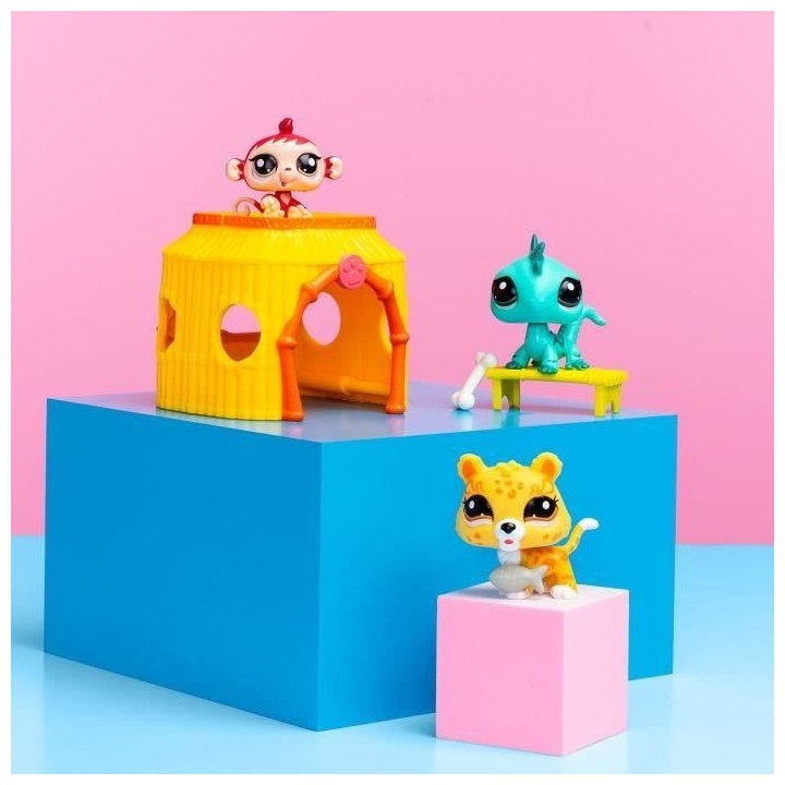 BANDAI - Littlest Pet Shop - Pack Tiki Jungle - 3 animaux et accessoir
