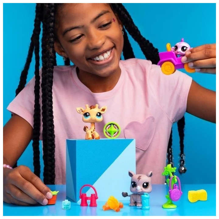 BANDAI - Littlest Pet Shop - Pack Safari - 3 animaux et accessoires -