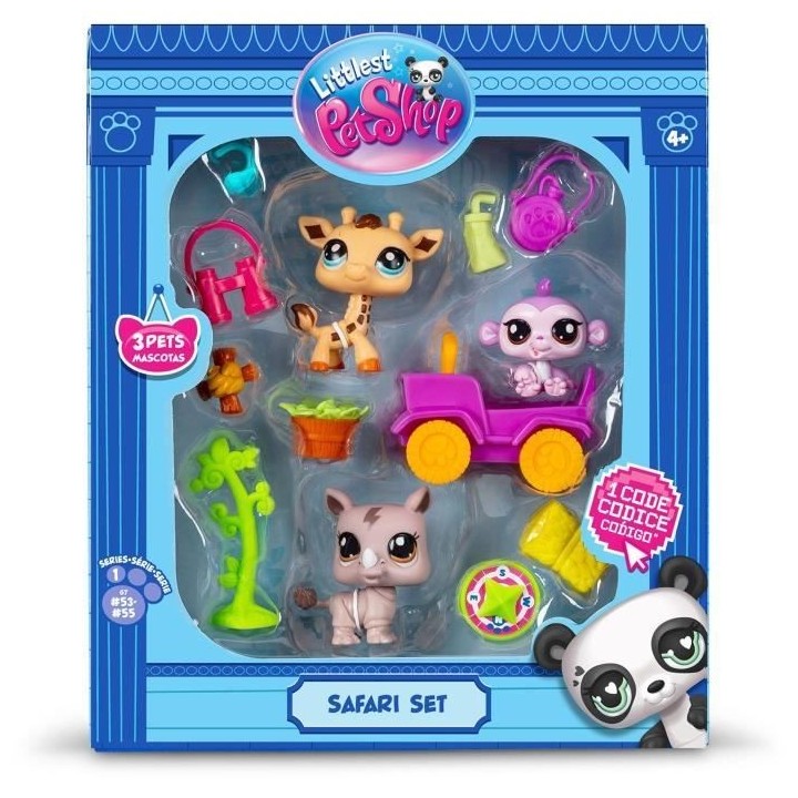 BANDAI - Littlest Pet Shop - Pack Safari - 3 animaux et accessoires -