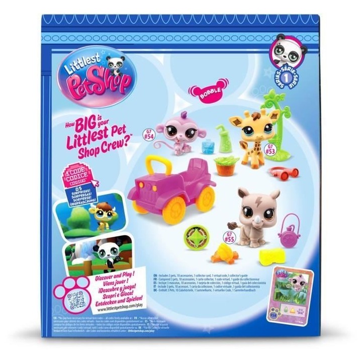BANDAI - Littlest Pet Shop - Pack Safari - 3 animaux et accessoires -