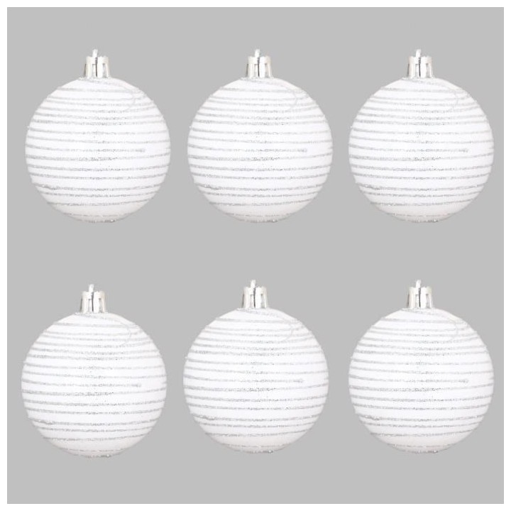 AUTOUR DE MINUIT Set de 6 boules décorées finition brillante - Ø6 c