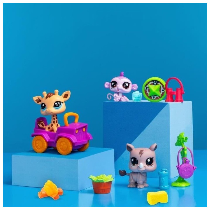 BANDAI - Littlest Pet Shop - Pack Safari - 3 animaux et accessoires -