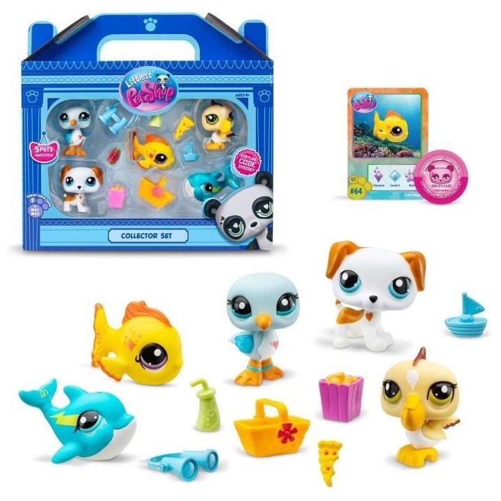 BANDAI - Littlest Pet Shop - Collector Set Theme Plage - 5 animaux et