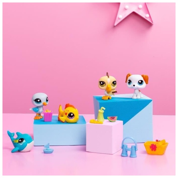BANDAI - Littlest Pet Shop - Collector Set Theme Plage - 5 animaux et