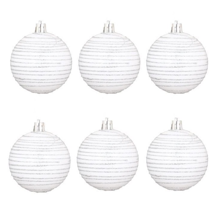 AUTOUR DE MINUIT Set de 6 boules décorées finition brillante - Ø6 c