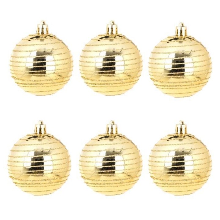 AUTOUR DE MINUIT Set de 6 boules décorées finition brillante - Ø6 c