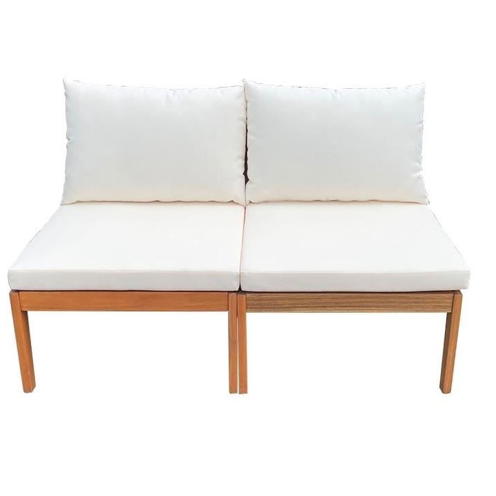 Banquette de jardin ALMA en bois d'acacia FSC avec coussins - 2 person