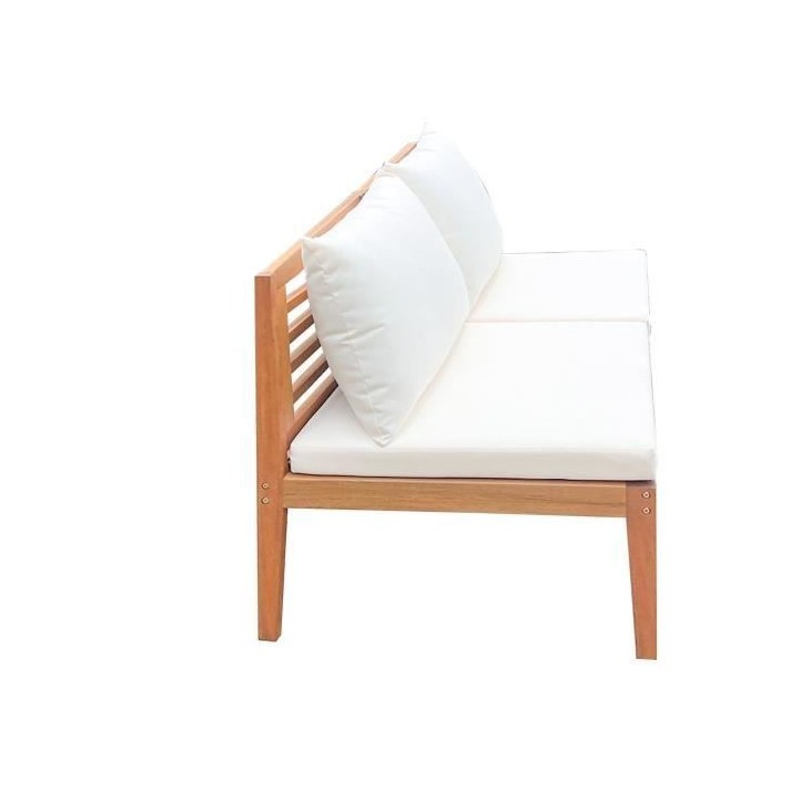 Banquette de jardin ALMA en bois d'acacia FSC avec coussins - 2 person